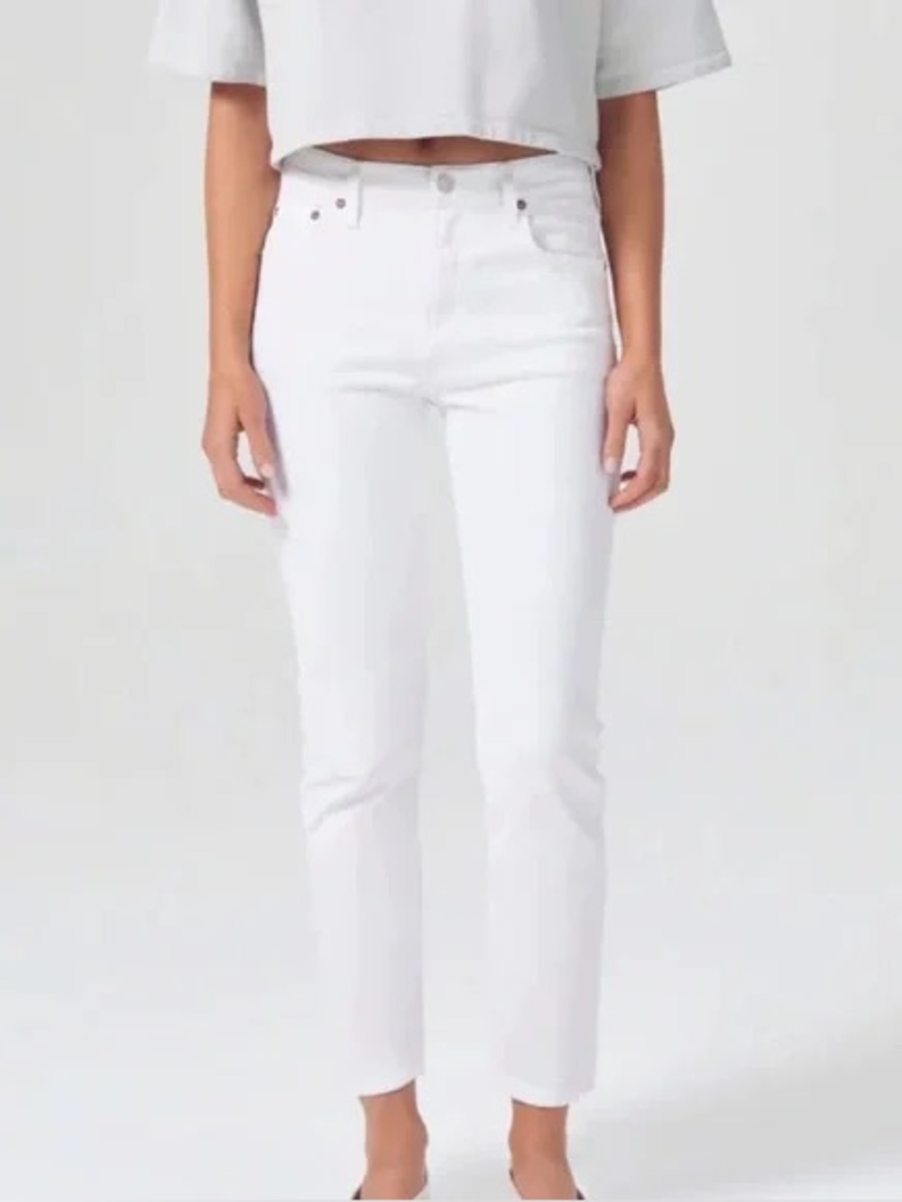 Agolde Willow Mid Rise Slim Crop Jeans 28 White Cotton
